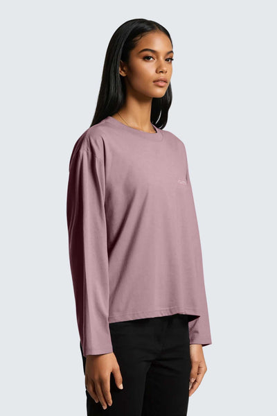 W Moon Tee Short Oversize Long-Sleeve - Rose Deep