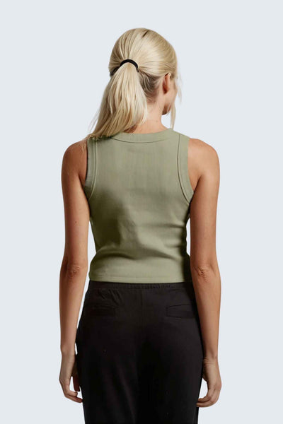 W MoonRib Cropped Tank - Pistachio Deep