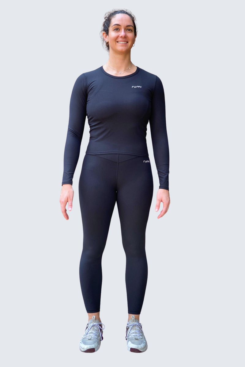 W SunRib Fit Tee Long-Sleeve - Black