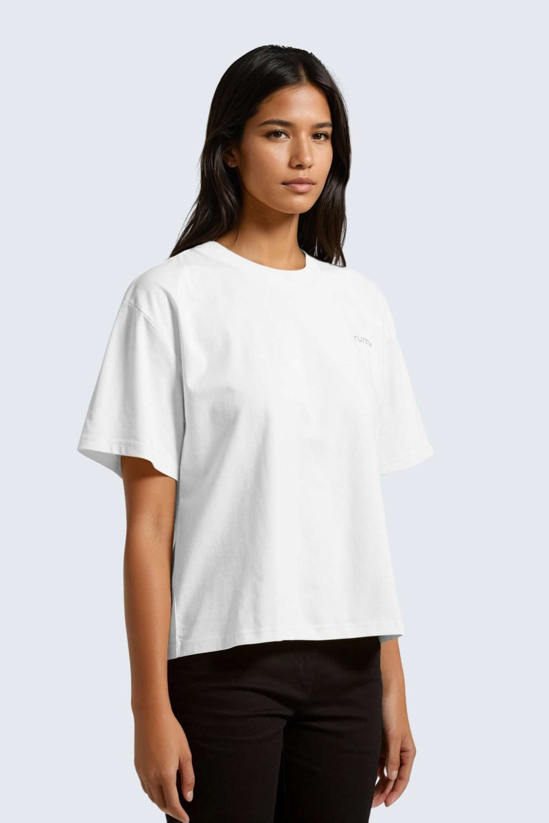 W Moon Tee Short Oversize - Snow