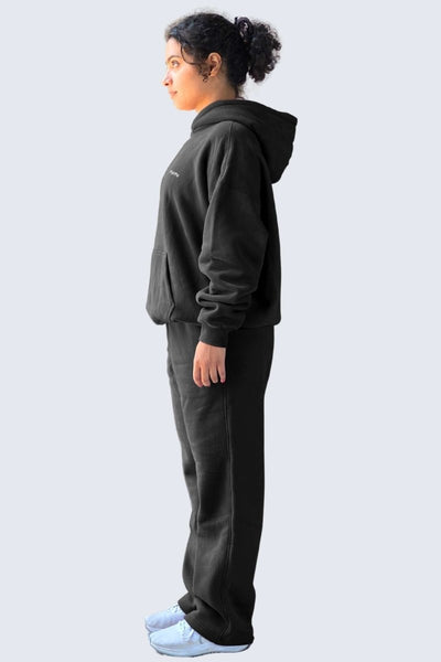 Rumi Earth - U Moon Dento Sweatshirt Oversize Fleece + Hoodie - Black - 