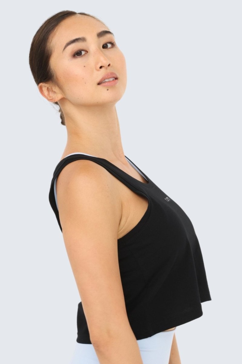 Rumi Earth - W Moon Air Cropped Singlet Tank - Black - R131221BKP - Tops