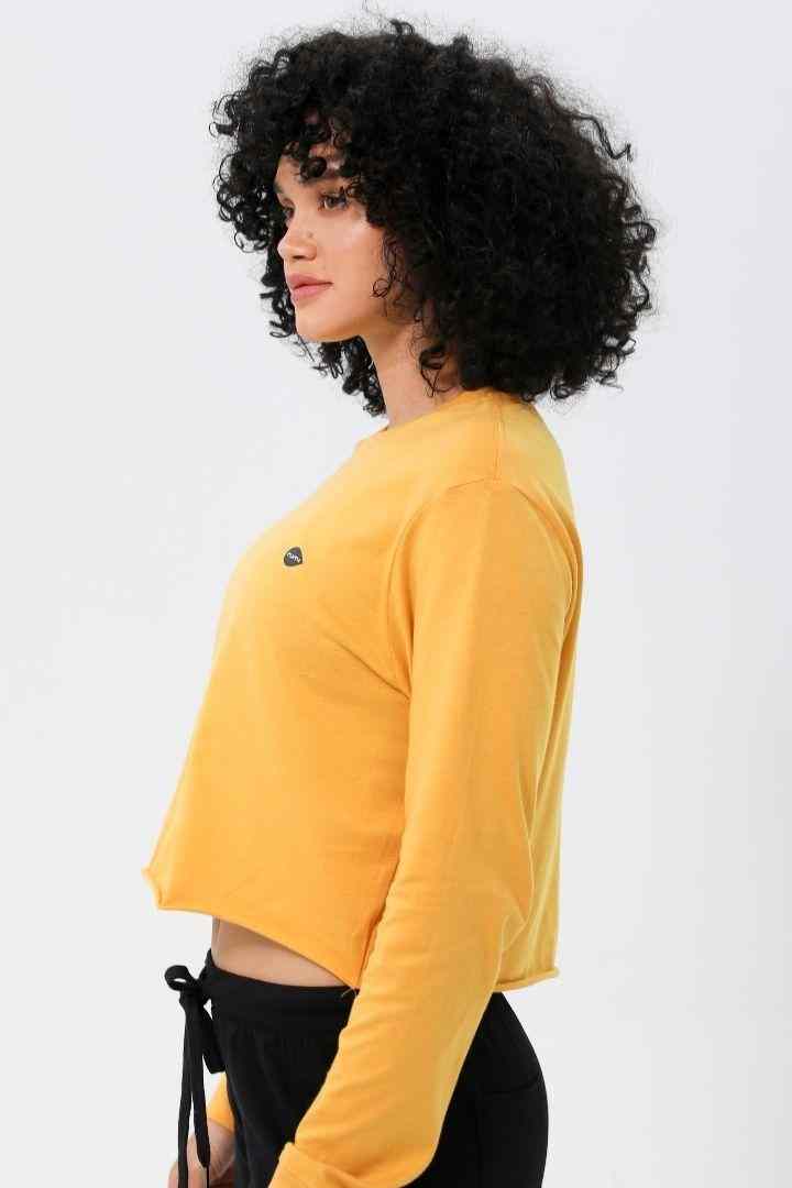 Rumi Earth - W Moon Cropped Tee Long - Sleeve - Turmeric - R111311TRP - 