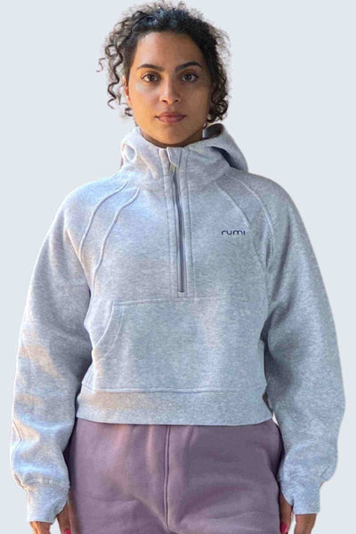 Rumi Earth - W MoonSweat Shirt Mock Oversized + Hoodie - Pebble Heather - R113250PHP - Tops