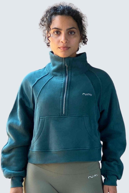 W MoonSweat Shirt Mock Oversized - Teal Deep