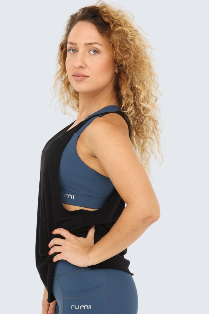 Rumi Earth - W Sun Air String Muscle Tank - Black - R141246BKS - Tops