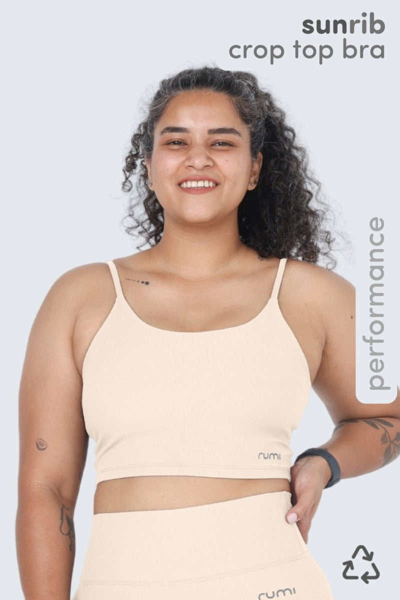 Rumi Earth - W Sun Rib Crop Top Sports Bra - Natural - R128113NLP - Bras