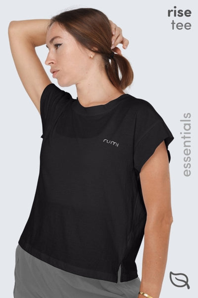 Rumi Earth - W Sun Rise Tee - Black - R121113BKP - Tops