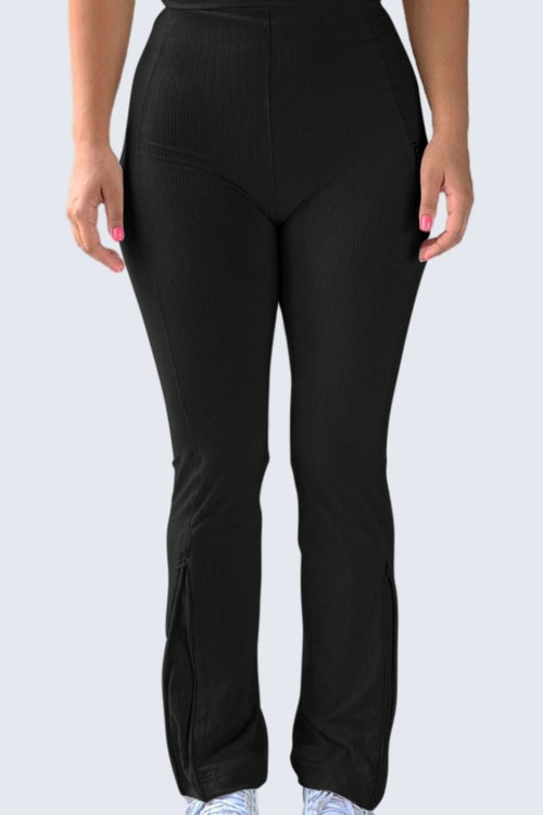 W SunRib Fit Joggers Open + Zip - Black