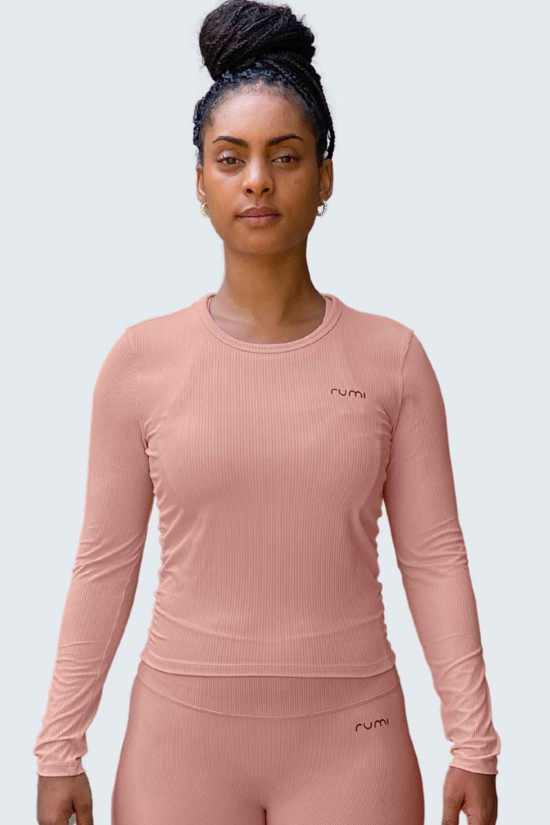 Rumi Earth - W SunRib Fit Tee Long - Sleeve - Coral Light - R128117CLP - Tops