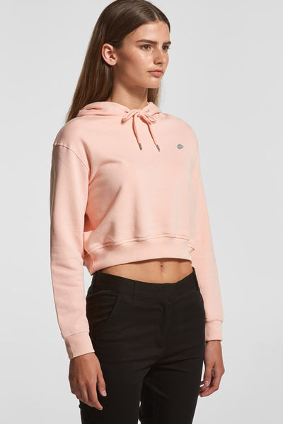 Rumi Earth Moon Cropped Hoodie Sweatshirt - Coral 1